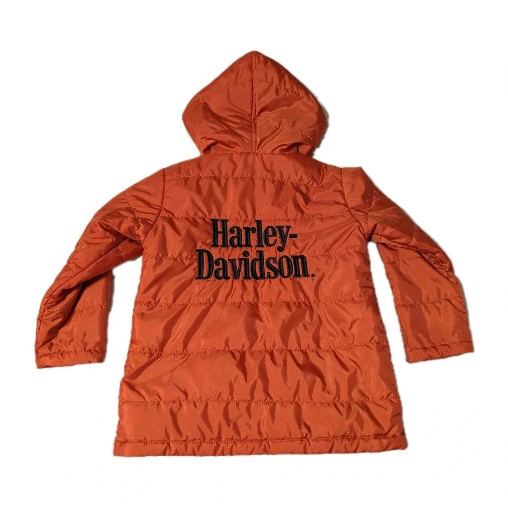 Harley-Davidson‎ Boys Bar & Shield Logo Channel Quilted Jacket Orange Puffer 6/7